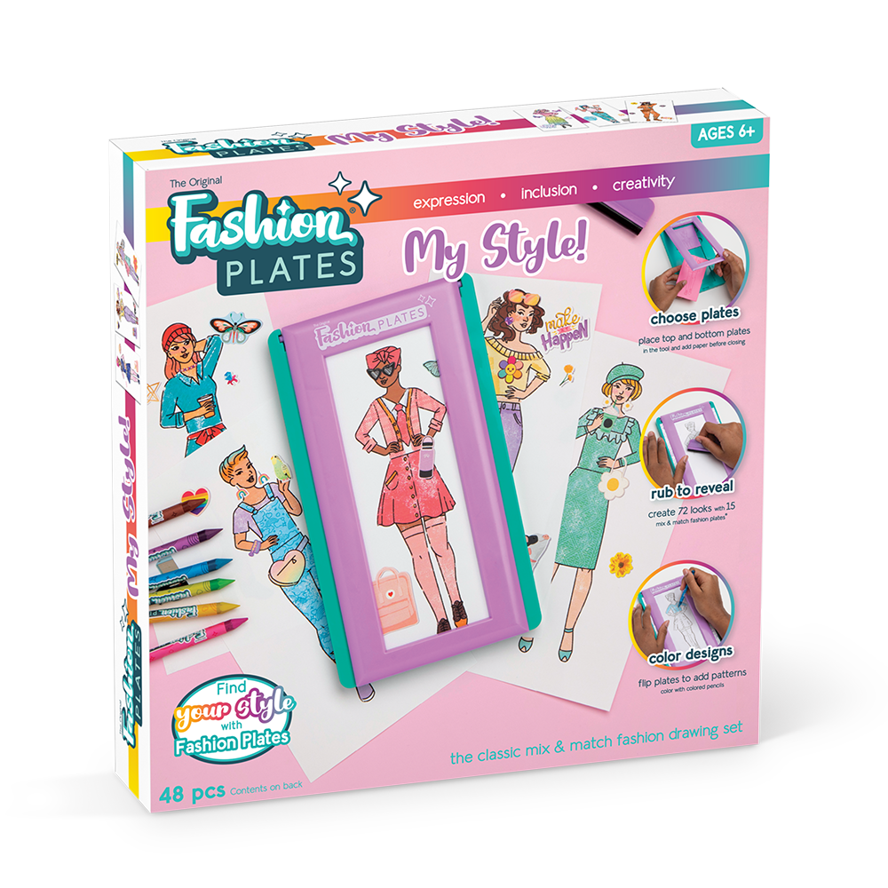  PlayMonster Fashion Plates Superstar - Mix-and-Match Drawing  Set - Make 100s of Fabulous Fashion Designs - Ages 6+, Pink : Home & Kitchen