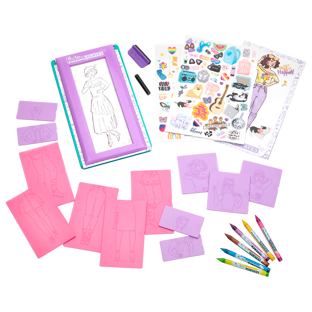  PlayMonster Fashion Plates Superstar - Mix-and-Match Drawing  Set - Make 100s of Fabulous Fashion Designs - Ages 6+, Pink : Home & Kitchen