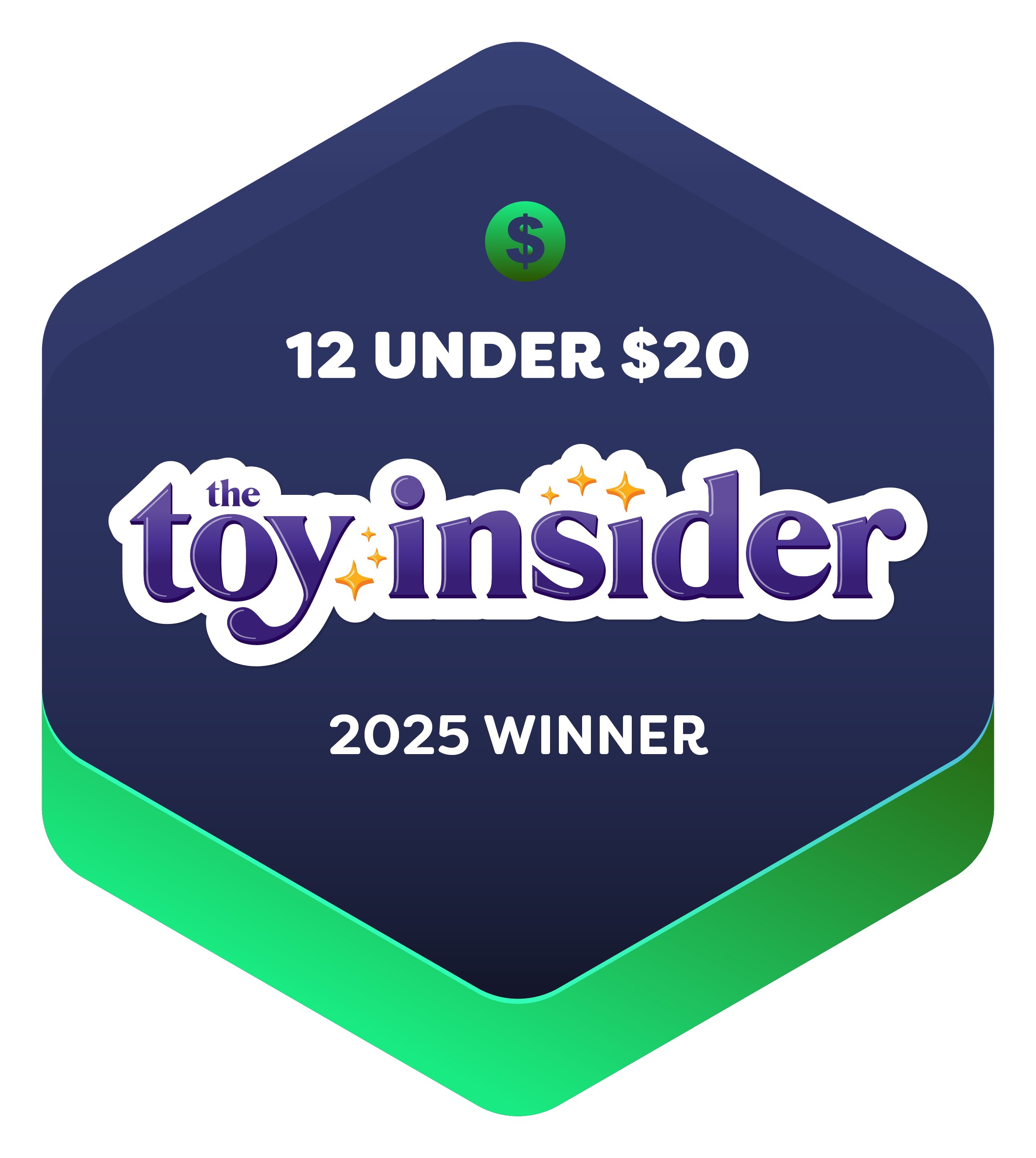Toy Insider 2025 Top 12 Toys Under $20 Award Seal